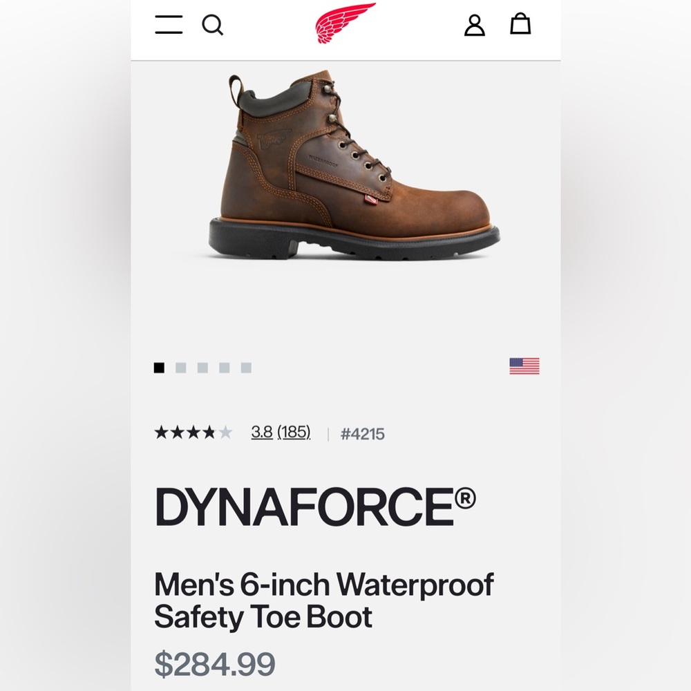 Red Wing Boots Dynaforce 6 inch Steel Toe Size 9